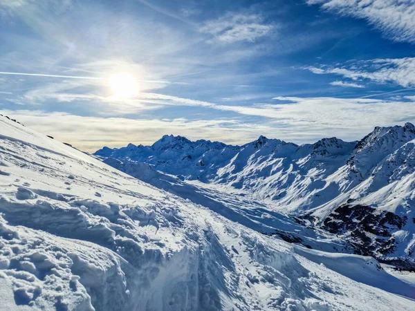 Austria Paznaun Rocky Mountains Landscape Snow — Stock Photo, Image