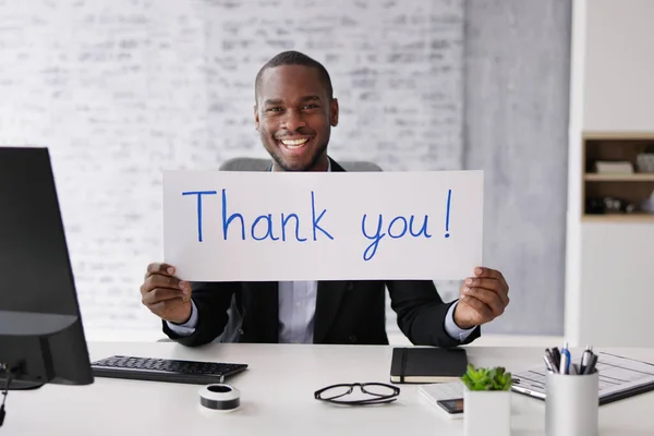 Thank You Corporate Job Appreciation Sign Grateful Business Man — Stock Photo, Image