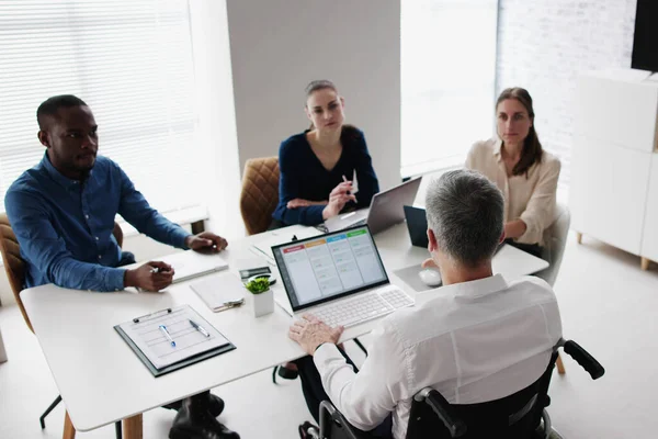 Diverse Group Business People Including Man Disability — Stock Photo, Image