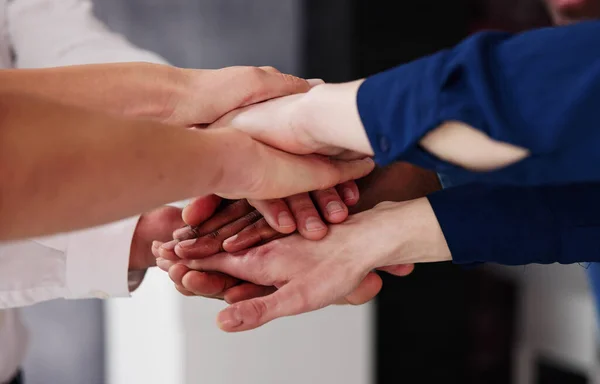 Diverse Multicultural Hand Stack Circle Multiracial Cohesive Supporting Hands — Stock Photo, Image