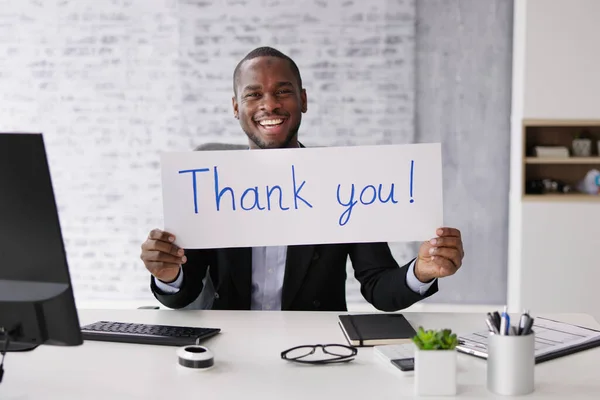 Thank You Corporate Job Appreciation Sign Grateful Business Man — Stock Photo, Image