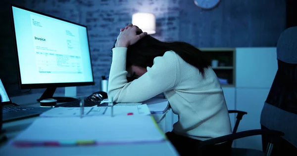 Bored Office Employee Accountant Lazy Female Work —  Fotos de Stock