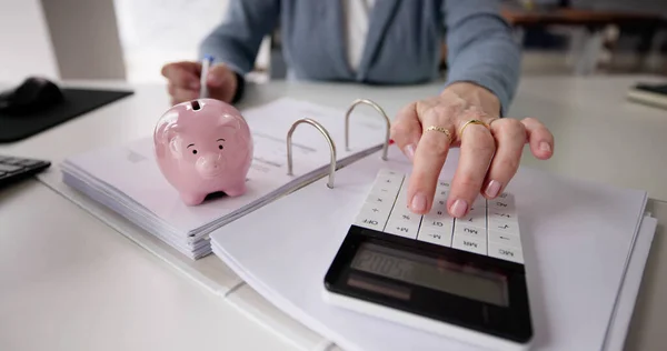 Sales Tax Invoices Advisor Saving Money Piggybank — Stock Photo, Image