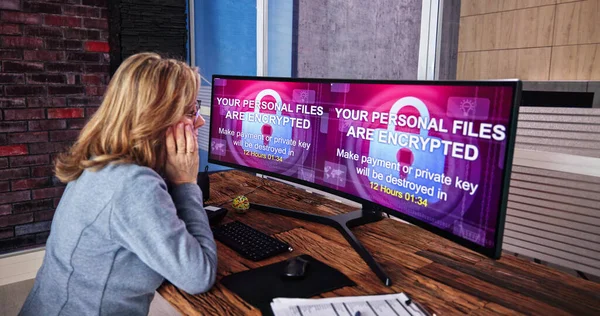 Ransomware Malware Attack Business Computer Hacked Data Breach — Stock Photo, Image