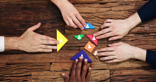 Diverse Team Building Puzzle Concept. Business Blocks