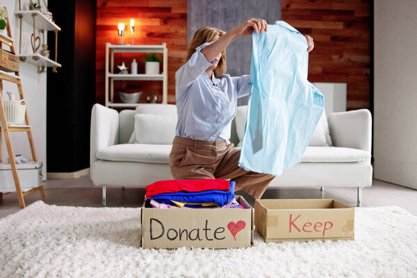 Donating Decluttering And Cleaning Up Wardrobe Clothes