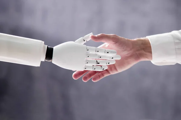 Cyfrowa Maszyna Robota Uścisk Dłoni Człowieka — Zdjęcie stockowe