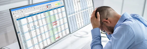 Sad Tired Medical Coding Bill Spreadsheets Analyst — Stockfoto