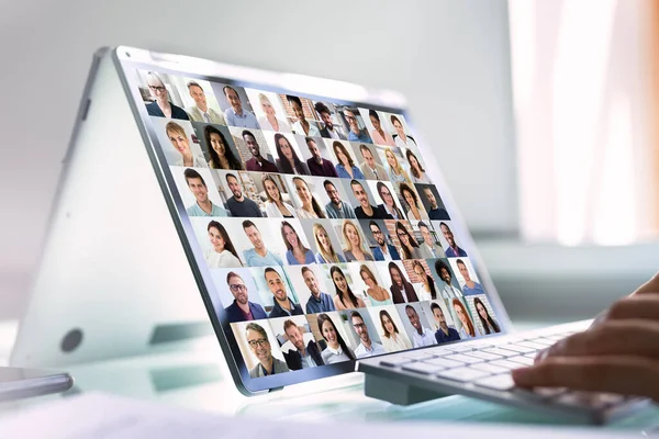Virtuele Conferentie Call Digital Interview Meeting — Stockfoto