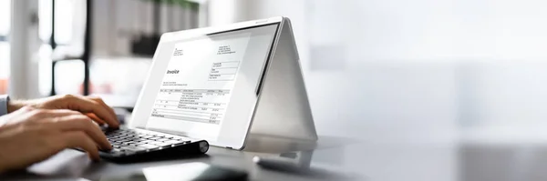 Online Digitale Factuurverklaring Hybride Laptop — Stockfoto
