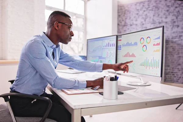 Datový Panel Služby Financial Business Analytics Analytik Man — Stock fotografie