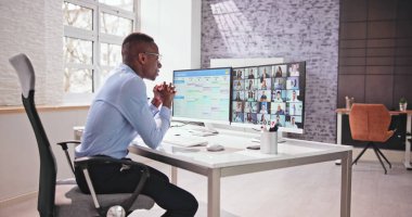 Çevrimiçi Video Görüşmesi. İş Konferansı Webinar Bayrağı