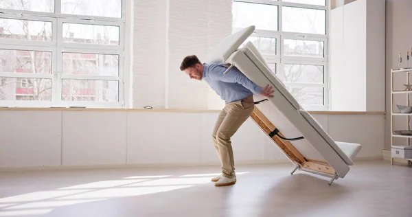 Men Carrying Furniture Moving Sofa Living Room — Stock Photo, Image