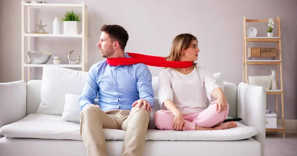 Codependent Couple Partner Dependency Controlling Wife Tied People — Stock Photo, Image