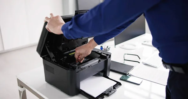 Printer Toner Cartridge Change Laser Copier Dalam Bahasa Inggris Teknologi — Stok Foto
