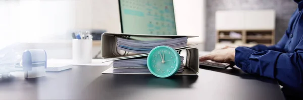 Accountant Calculating Bill Time Clock Money Alarm — Foto Stock