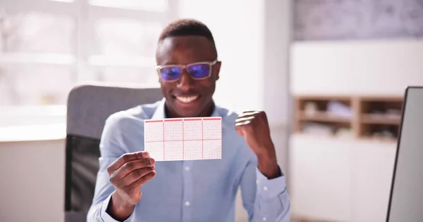 African Lottery Winner Person Lotto Ticket — Stock Photo, Image