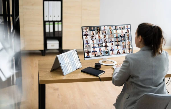 Ver Video Conferencia Línea Reunión Oficina — Foto de Stock