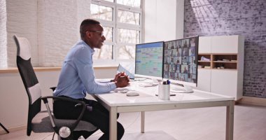 Çevrimiçi Video Görüşmesi. İş Konferansı Webinar Bayrağı