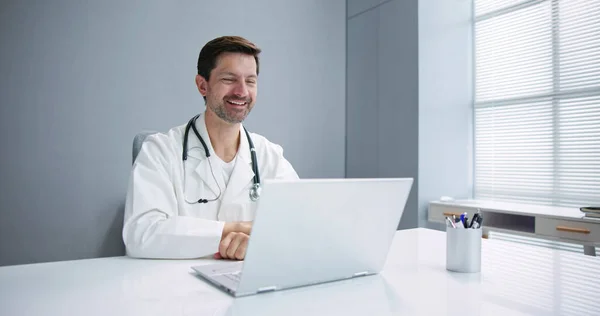 Doctor Video Conference Call Computer Online Chat — Stock Photo, Image