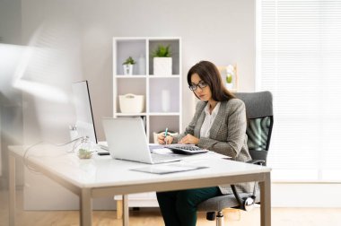 Muhasebeci ve Muhasebeci. Fatura ve Hesap Makinesi