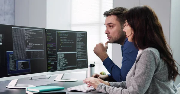 Agile Pair Programming Extreme Codering Bedrijfssoftware — Stockfoto