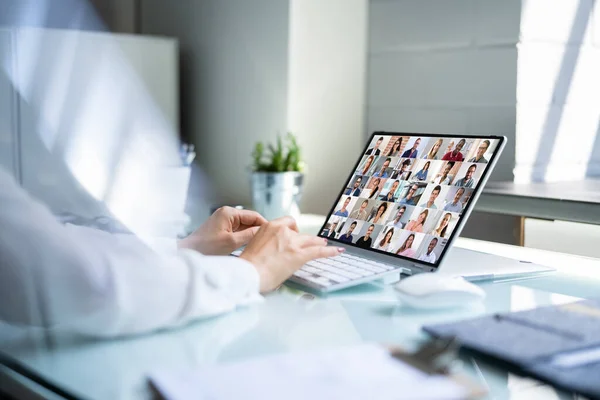 Online Digital Video Conference Webinar Business Call — Stock Photo, Image