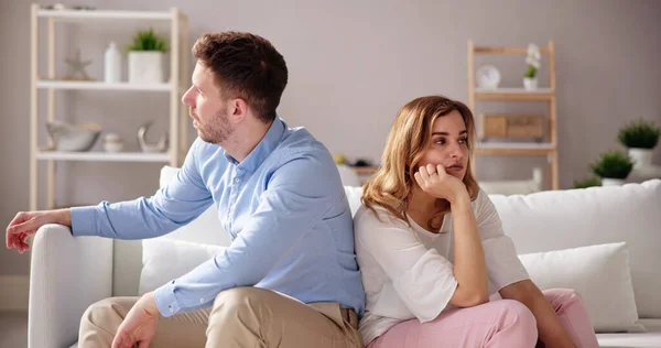 Sad Couple Family Problems Divorce Woman Ignoring Man — Stock Photo, Image