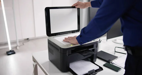 Máquina Fotocópia Impressora Escritório Corporativo Copiadora Laser — Fotografia de Stock
