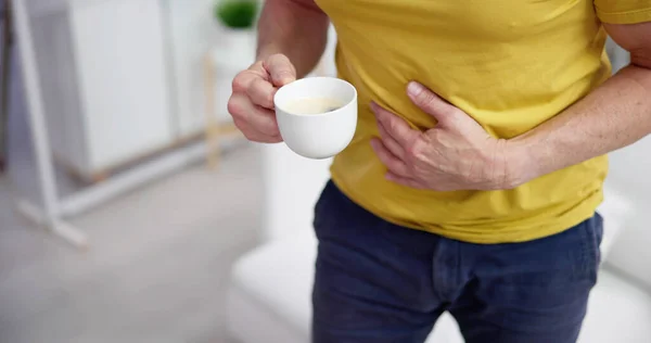 Café Stomach Ache Digestão Dor Ácida Risco Para Saúde — Fotografia de Stock