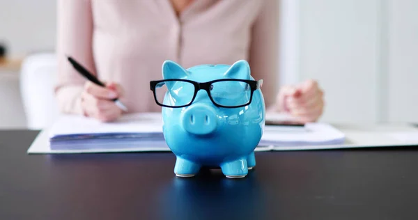 Asesoramiento Financiero Ahorro 401K Depósito Piggybank —  Fotos de Stock