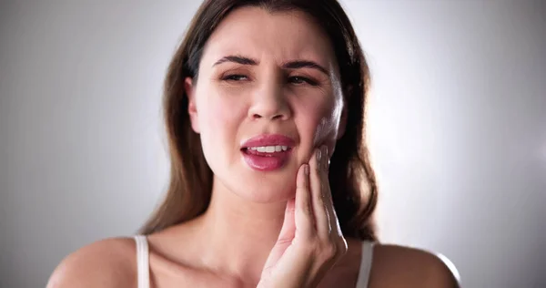 Pijnlijke Tand Bederf Vrouw Tandheelkundige Gezondheid Tanden Mond — Stockfoto