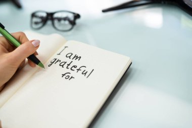 Minnet Günlüğü Konsepti. I 'm Grateful In Journal' ı yazıyorum