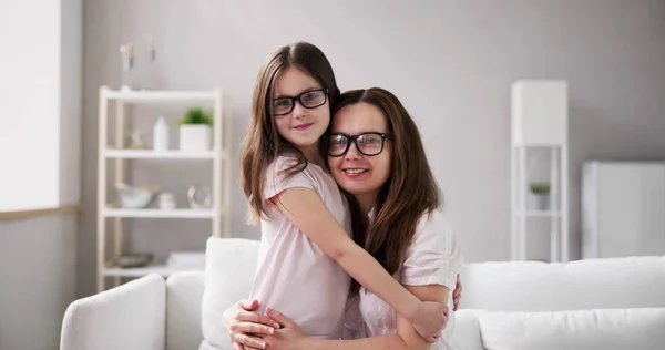 Family Eyeglasses Happy Mother Child Wearing Glasses — Stock Photo, Image