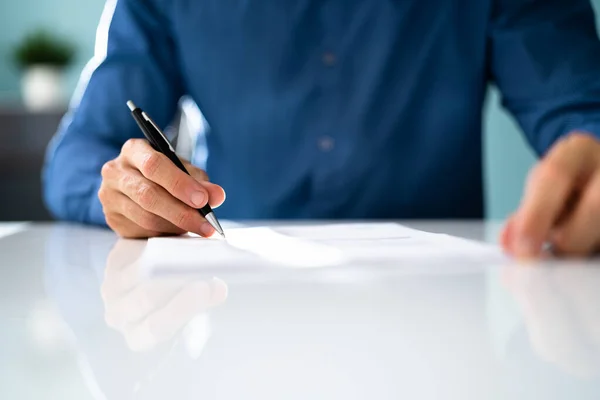 Agreement Signature Pen Hand Signing Paper Form —  Fotos de Stock
