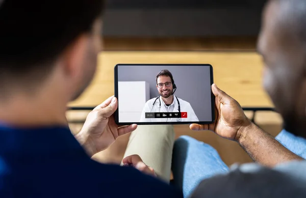 Lékařský Lékař Video Konferenční Hovor Tabletu Počítače — Stock fotografie