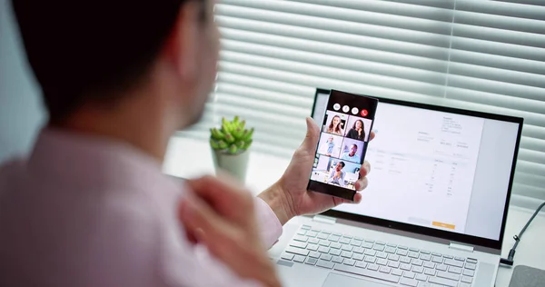 Videokonferenz Business Webinar Training Laptop Ansehen — Stockfoto