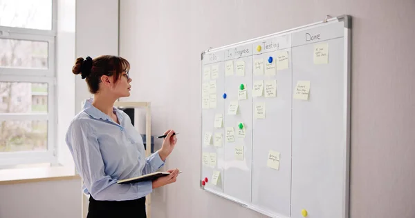 Kanban Business Board Sticky Notes Wall Office — Stock Photo, Image