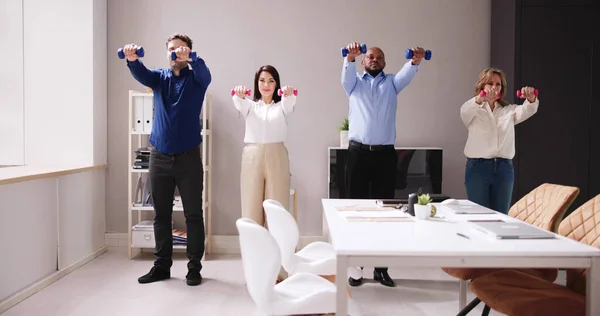 Office Wellness Exercises For Group Of Diverse People