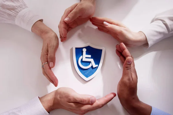 Primer Plano Icono Signo Para Discapacitados Que Protege Las Manos —  Fotos de Stock