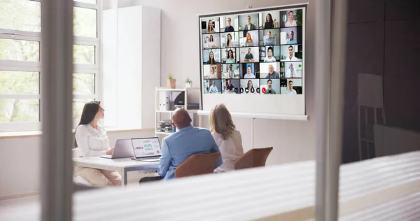 Online Videokonferenz Bei Meeting Treffen — Stockfoto