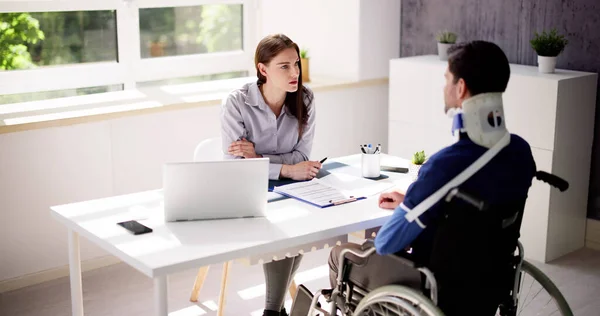 Abogado Reclamaciones Por Discapacidad Accidente Abogado Cliente Herido — Foto de Stock