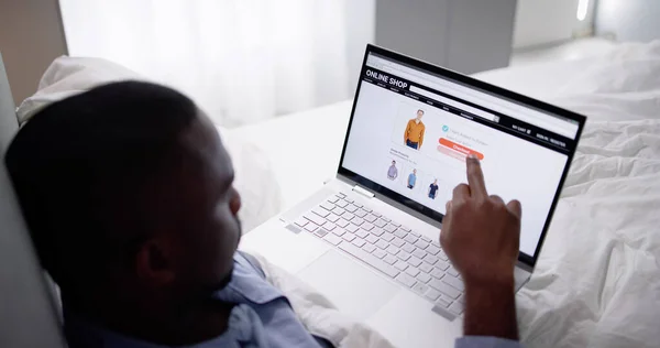 African American Online Shopping Sängen Internet Webbplats — Stockfoto