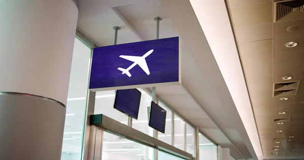 Airport Connecting Flight Passengers Sign Inglês Informações Viagem Negócios — Fotografia de Stock
