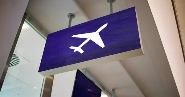 Flughafenverbindung Flugpassagiere Schild Informationen Geschäftsreisen — Stockfoto
