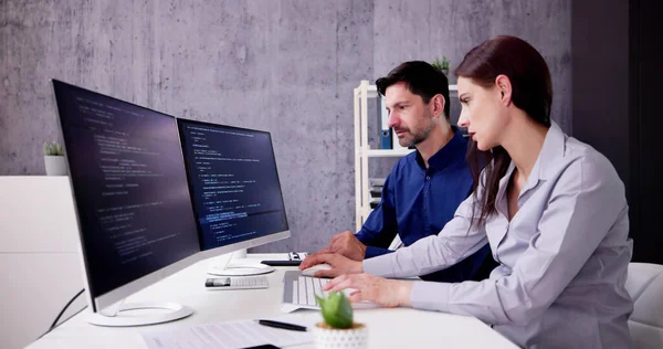 Agile Pair Programming Extreme Coding Business Software — Stock Photo, Image