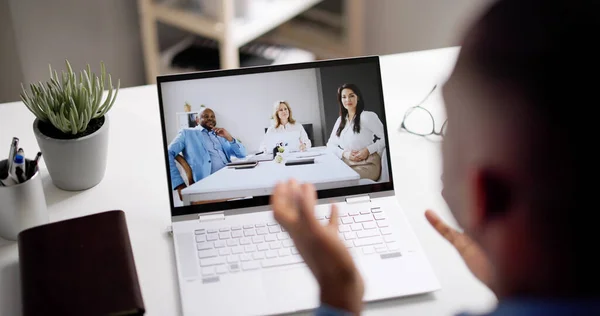 Virtuele Videoconferentie Business Meeting Online Computer — Stockfoto