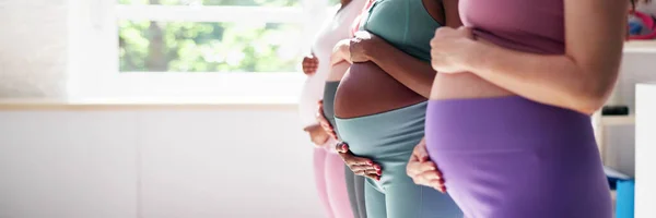 Zwangere Vrouw Groep Achter Elkaar Jonge Moeders — Stockfoto