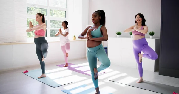 Hamile Spor Grubu Egzersizi Pilates Sınıfı — Stok fotoğraf