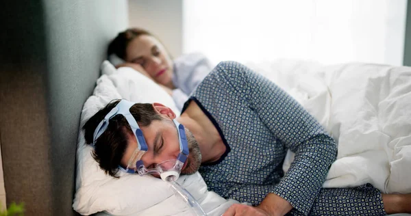 Alvási Apnoe Oxigén Maszk Berendezések Cpap Gép — Stock Fotó